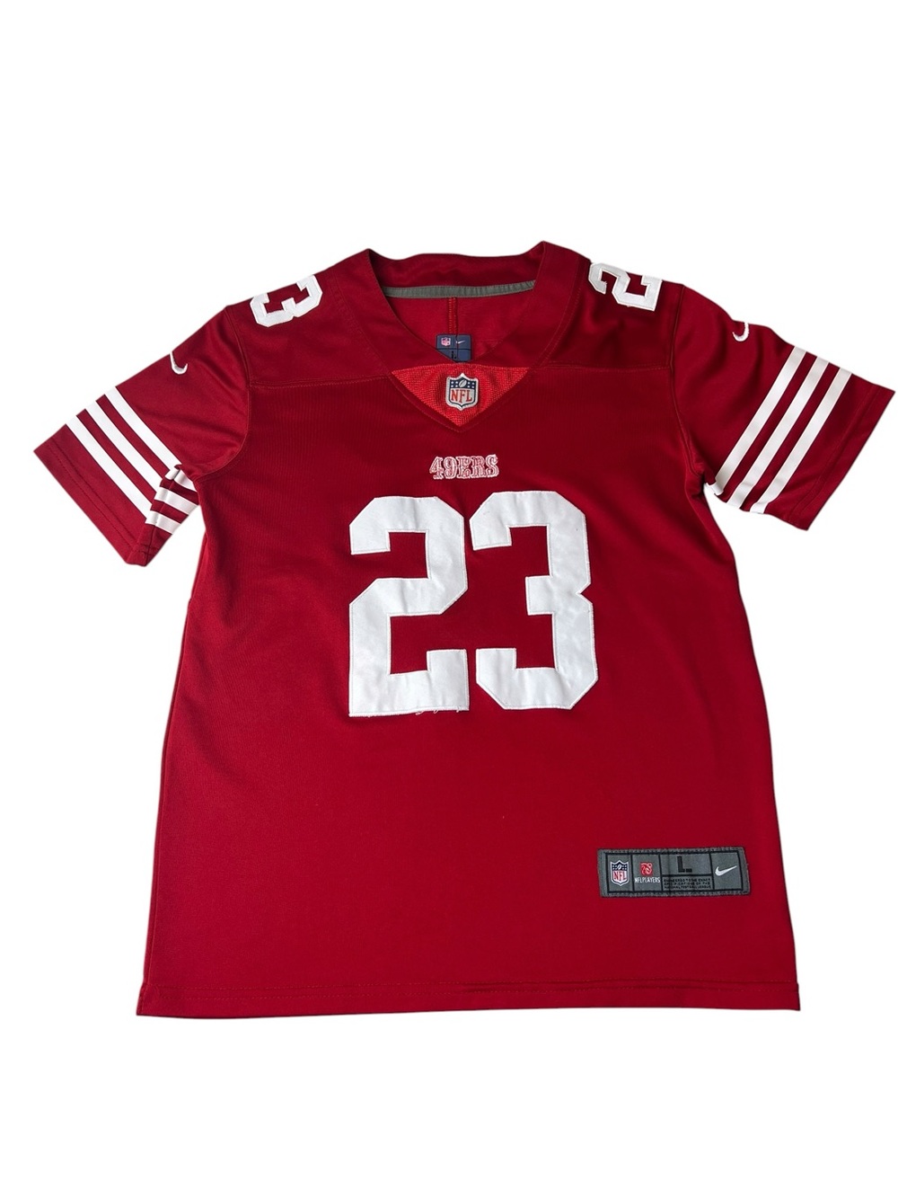 Nike Youth Large San Francisco 49ers #23 McCaffrey Red Football Jersey NFL